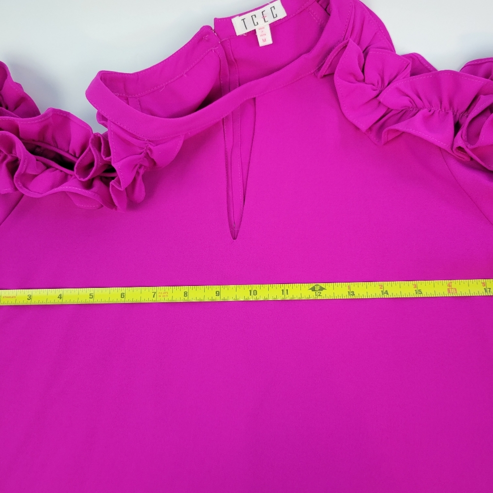 TCEC Magenta Ruffled Cold-Shoulder Mini Dress - Picture 7 of 14